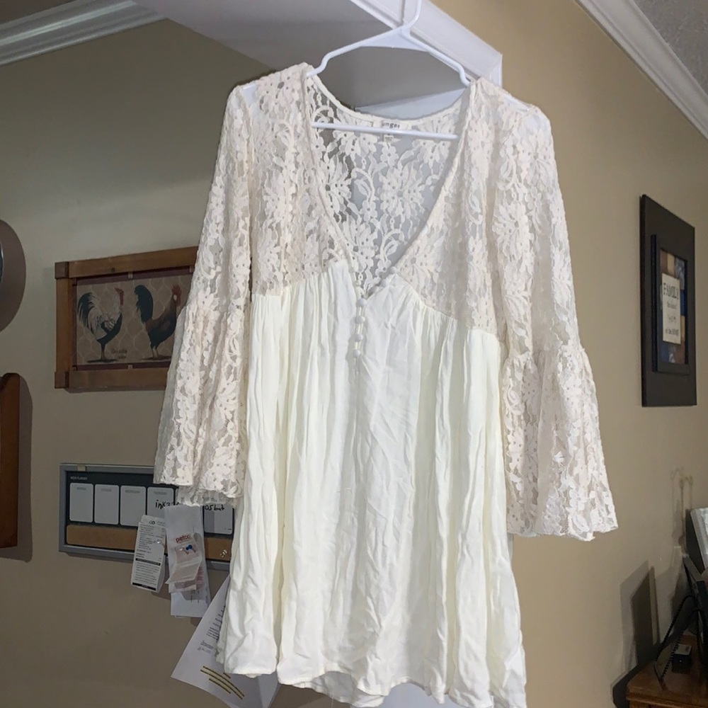 Long sleeve lace white dress